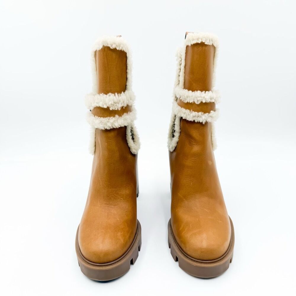 Christian Louboutin Chelsea Lug 100 Shearling High Heel Pull On Boots 37.5 - Picture 4 of 11
